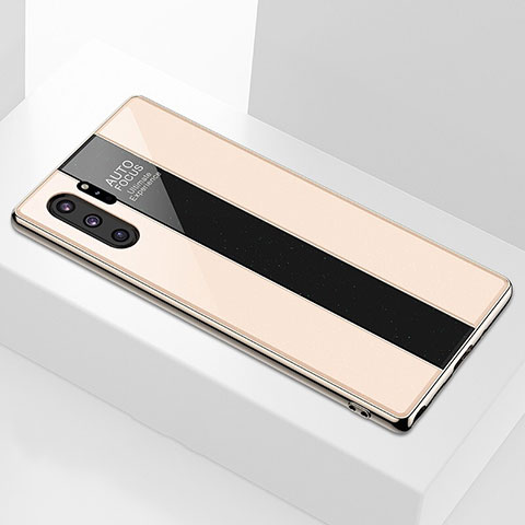 Samsung Galaxy Note 10 Plus 5G用ハイブリットバンパーケース プラスチック 鏡面 カバー M01 サムスン ゴールド