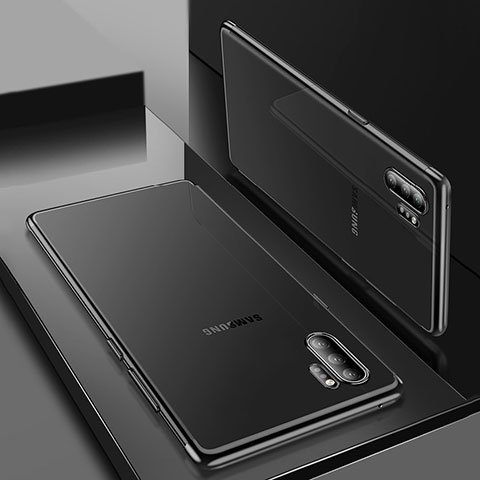 Samsung Galaxy Note 10 Plus 5G用極薄ソフトケース シリコンケース 耐衝撃 全面保護 クリア透明 H01 サムスン ブラック