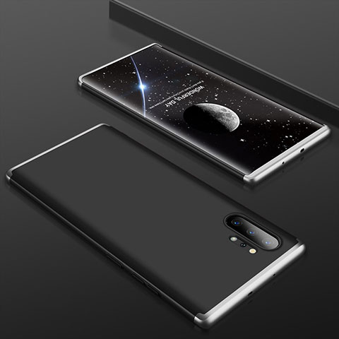 Samsung Galaxy Note 10 Plus 5G用ハードケース プラスチック 質感もマット 前面と背面 360度 フルカバー サムスン シルバー・ブラック
