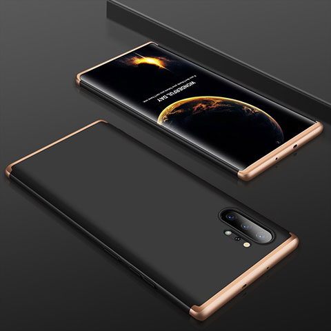 Samsung Galaxy Note 10 Plus 5G用ハードケース プラスチック 質感もマット 前面と背面 360度 フルカバー サムスン ゴールド・ブラック