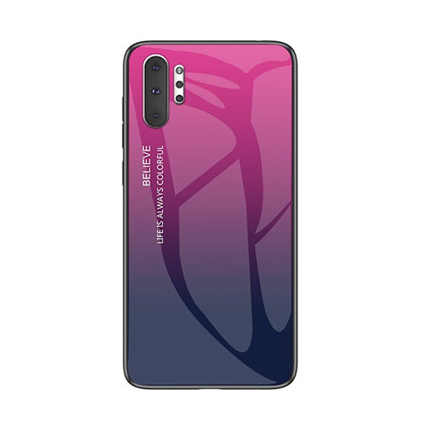 Samsung Galaxy Note 10 Plus 5G用ハイブリットバンパーケース プラスチック 鏡面 虹 グラデーション 勾配色 カバー M01 サムスン パープル