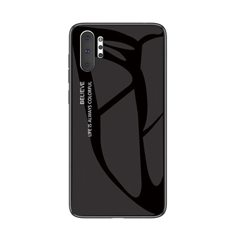 Samsung Galaxy Note 10 Plus 5G用ハイブリットバンパーケース プラスチック 鏡面 虹 グラデーション 勾配色 カバー M01 サムスン ブラック