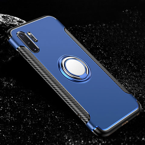 Samsung Galaxy Note 10 Plus用ハイブリットバンパーケース プラスチック アンド指輪 マグネット式 R01 サムスン ブルー