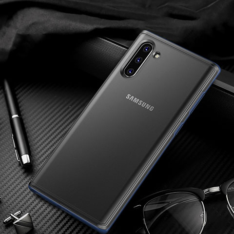 Samsung Galaxy Note 10 Plus用ハイブリットバンパーケース クリア透明 プラスチック 鏡面 カバー H01 サムスン ネイビー