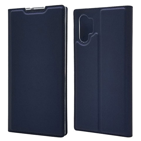 Samsung Galaxy Note 10 Plus用手帳型 レザーケース スタンド カバー L01 サムスン ネイビー