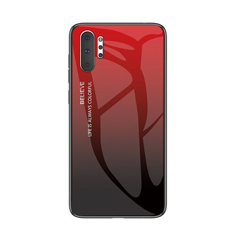 Samsung Galaxy Note 10 Plus用ハイブリットバンパーケース プラスチック 鏡面 虹 グラデーション 勾配色 カバー M01 サムスン レッド
