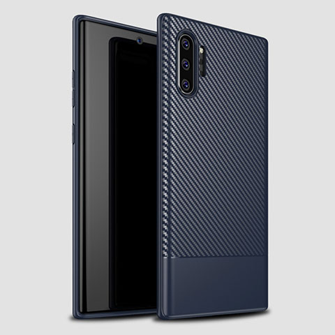 Samsung Galaxy Note 10 Plus用シリコンケース ソフトタッチラバー ツイル カバー S01 サムスン ネイビー
