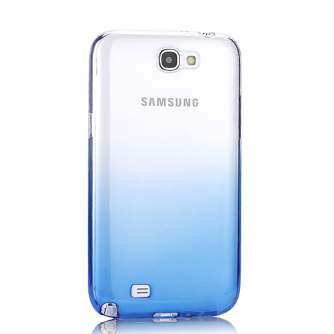 Samsung Galaxy Note 2 N7100 N7105用極薄ソフトケース グラデーション 勾配色 クリア透明 サムスン ネイビー