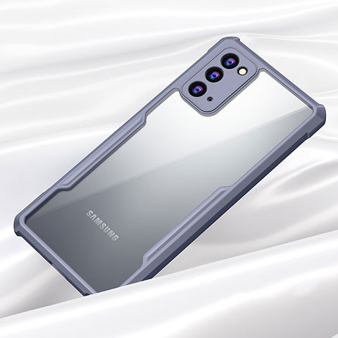 Samsung Galaxy Note 20 5G用ハイブリットバンパーケース クリア透明 プラスチック 鏡面 カバー M01 サムスン ラベンダーグレー