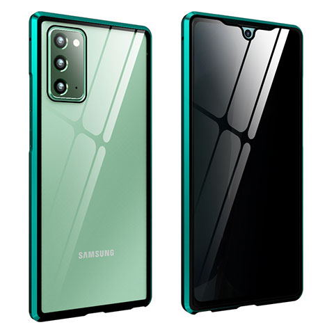 Samsung Galaxy Note 20 5G用ケース 高級感 手触り良い アルミメタル 製の金属製 360度 フルカバーバンパー 鏡面 カバー サムスン グリーン
