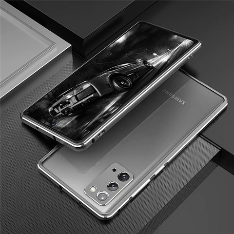 Samsung Galaxy Note 20 5G用ケース 高級感 手触り良い アルミメタル 製の金属製 バンパー カバー T01 サムスン グレー