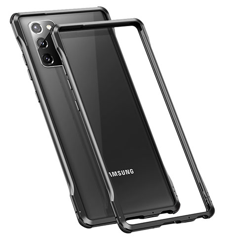 Samsung Galaxy Note 20 5G用ケース 高級感 手触り良い アルミメタル 製の金属製 バンパー カバー N01 サムスン ブラック