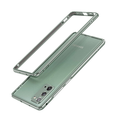 Samsung Galaxy Note 20 5G用ケース 高級感 手触り良い アルミメタル 製の金属製 バンパー カバー N03 サムスン グリーン