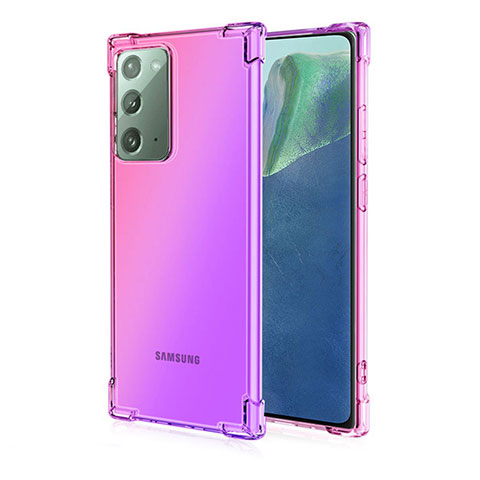 Samsung Galaxy Note 20 5G用極薄ソフトケース シリコンケース 耐衝撃 全面保護 クリア透明 N01 サムスン ピンク