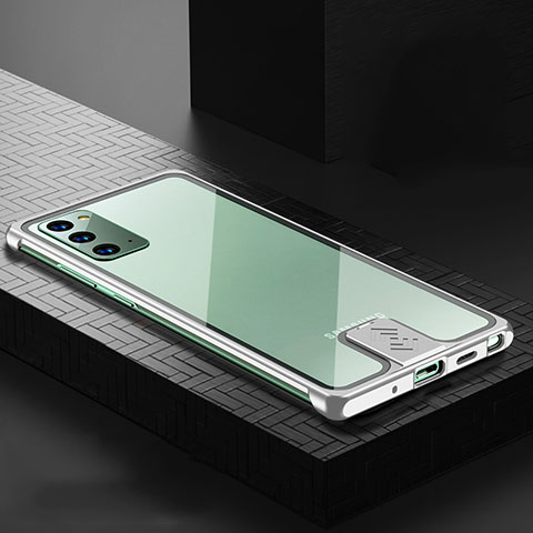 Samsung Galaxy Note 20 5G用ケース 高級感 手触り良い アルミメタル 製の金属製 カバー N03 サムスン シルバー