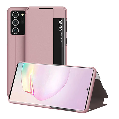 Samsung Galaxy Note 20 5G用手帳型 レザーケース スタンド カバー ZL2 サムスン ローズゴールド