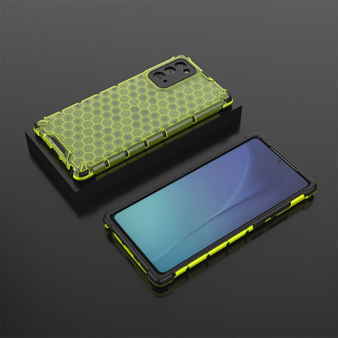 Samsung Galaxy Note 20 5G用360度 フルカバー ハイブリットバンパーケース クリア透明 プラスチック カバー AM2 サムスン グリーン