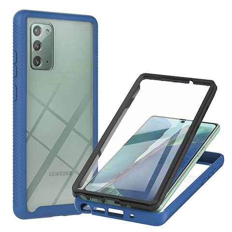 Samsung Galaxy Note 20 5G用360度 フルカバー ハイブリットバンパーケース クリア透明 プラスチック カバー YB2 サムスン ネイビー