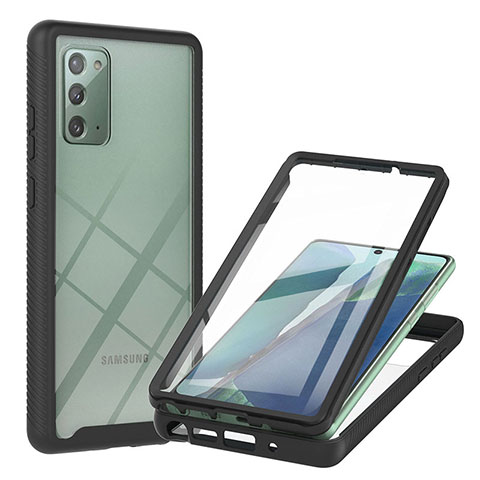 Samsung Galaxy Note 20 5G用360度 フルカバー ハイブリットバンパーケース クリア透明 プラスチック カバー YB2 サムスン ブラック