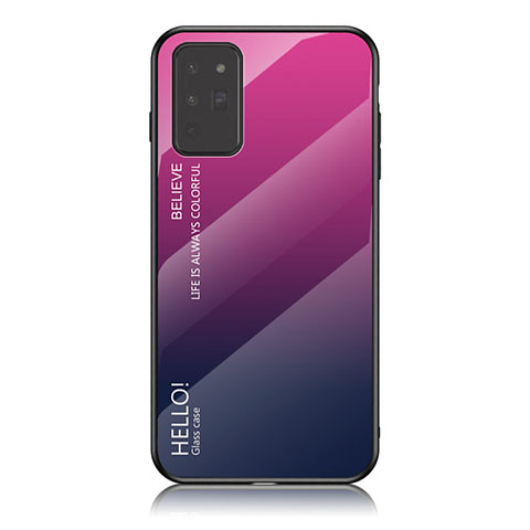 Samsung Galaxy Note 20 5G用ハイブリットバンパーケース プラスチック 鏡面 虹 グラデーション 勾配色 カバー LS1 サムスン ローズレッド