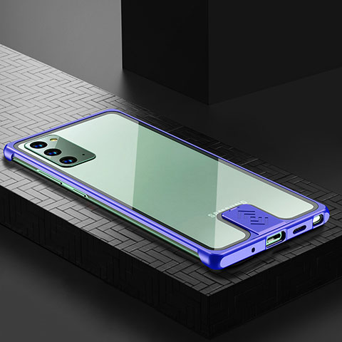 Samsung Galaxy Note 20 5G用ケース 高級感 手触り良い アルミメタル 製の金属製 カバー LK1 サムスン ネイビー