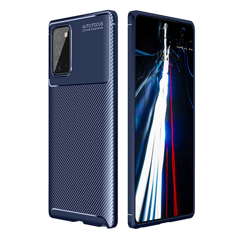 Samsung Galaxy Note 20 5G用シリコンケース ソフトタッチラバー ツイル カバー WL1 サムスン ネイビー