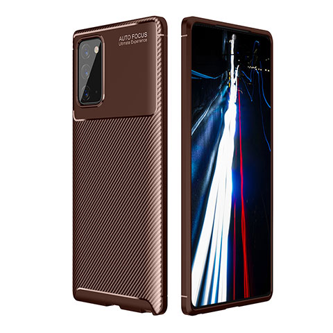 Samsung Galaxy Note 20 5G用シリコンケース ソフトタッチラバー ツイル カバー WL1 サムスン ブラウン
