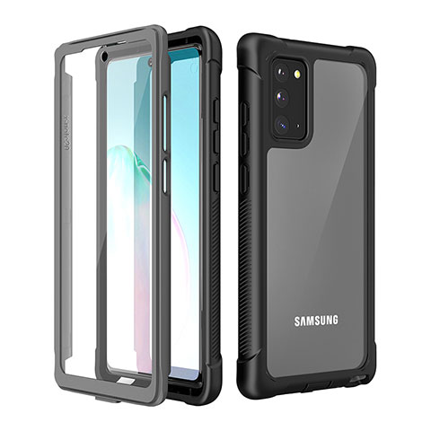 Samsung Galaxy Note 20 5G用ハイブリットバンパーケース プラスチック 兼シリコーン カバー 前面と背面 360度 フル U01 サムスン ブラック