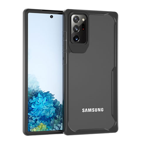 Samsung Galaxy Note 20 Ultra 5G用ハイブリットバンパーケース クリア透明 プラスチック 鏡面 カバー M02 サムスン ブラック