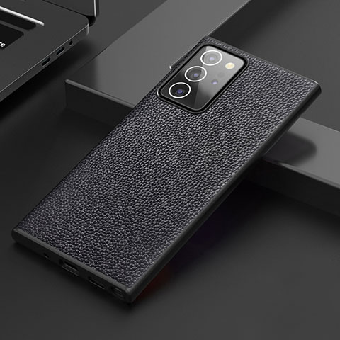 Samsung Galaxy Note 20 Ultra 5G用ケース 高級感 手触り良いレザー柄 S01 サムスン ブラック