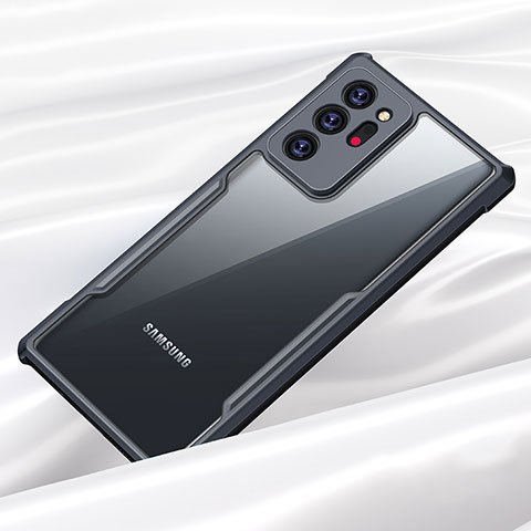 Samsung Galaxy Note 20 Ultra 5G用ハイブリットバンパーケース クリア透明 プラスチック 鏡面 カバー M01 サムスン ブラック