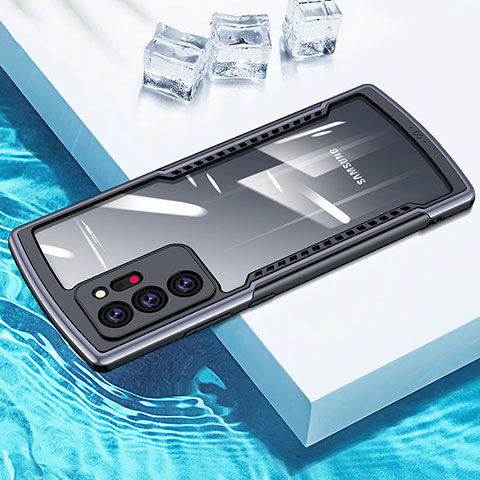 Samsung Galaxy Note 20 Ultra 5G用ハイブリットバンパーケース クリア透明 プラスチック 鏡面 カバー M04 サムスン グレー