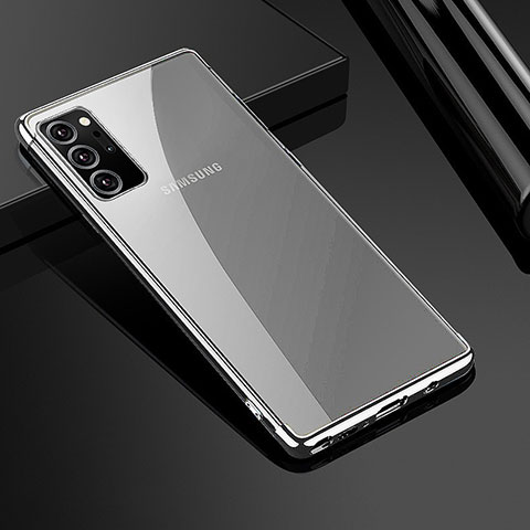 Samsung Galaxy Note 20 Ultra 5G用極薄ソフトケース シリコンケース 耐衝撃 全面保護 クリア透明 H01 サムスン シルバー