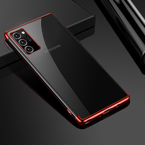 Samsung Galaxy Note 20 Ultra 5G用極薄ソフトケース シリコンケース 耐衝撃 全面保護 クリア透明 H01 サムスン レッド