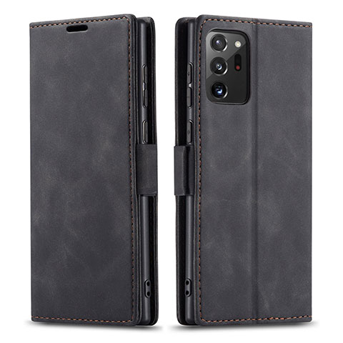 Samsung Galaxy Note 20 Ultra 5G用手帳型 レザーケース スタンド カバー T01 サムスン ブラック