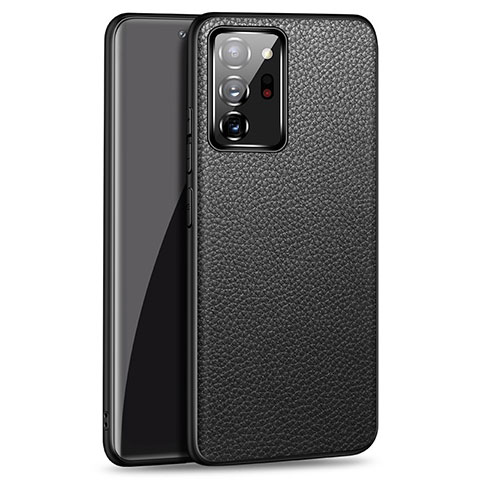 Samsung Galaxy Note 20 Ultra 5G用ケース 高級感 手触り良いレザー柄 R03 サムスン ブラック