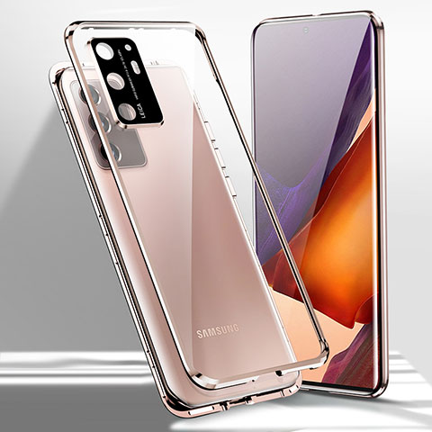 Samsung Galaxy Note 20 Ultra 5G用ケース 高級感 手触り良い アルミメタル 製の金属製 360度 フルカバーバンパー 鏡面 カバー T02 サムスン ブロンズ