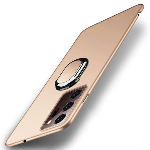 Samsung Galaxy Note 20 Ultra 5G用ハードケース プラスチック 質感もマット アンド指輪 マグネット式 P01 サムスン ゴールド