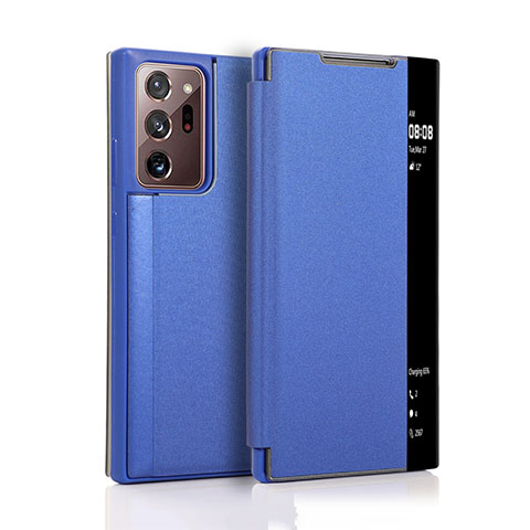 Samsung Galaxy Note 20 Ultra 5G用手帳型 レザーケース スタンド カバー N01 サムスン ネイビー