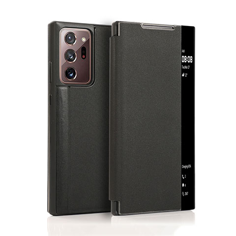 Samsung Galaxy Note 20 Ultra 5G用手帳型 レザーケース スタンド カバー N01 サムスン ブラック