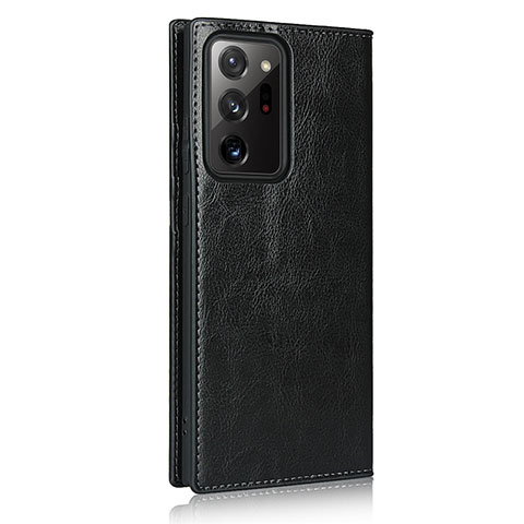 Samsung Galaxy Note 20 Ultra 5G用手帳型 レザーケース スタンド カバー N04 サムスン ブラック