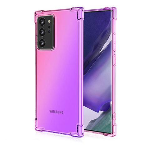 Samsung Galaxy Note 20 Ultra 5G用極薄ソフトケース シリコンケース 耐衝撃 全面保護 クリア透明 N01 サムスン ピンク