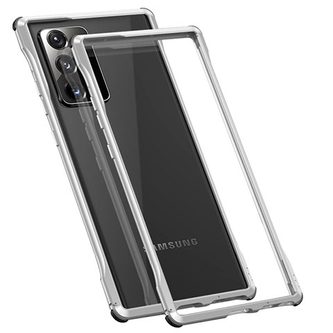 Samsung Galaxy Note 20 Ultra 5G用ケース 高級感 手触り良い アルミメタル 製の金属製 バンパー カバー N01 サムスン シルバー