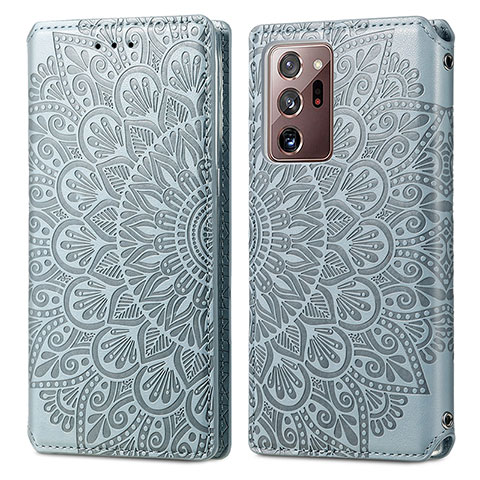Samsung Galaxy Note 20 Ultra 5G用手帳型 レザーケース スタンド パターン カバー S01D サムスン シルバー