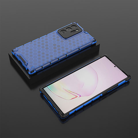 Samsung Galaxy Note 20 Ultra 5G用360度 フルカバー ハイブリットバンパーケース クリア透明 プラスチック カバー AM2 サムスン ネイビー