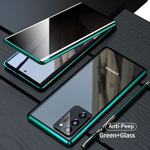 Samsung Galaxy Note 20 Ultra 5G用ケース 高級感 手触り良い アルミメタル 製の金属製 360度 フルカバーバンパー 鏡面 カバー LK1 サムスン グリーン