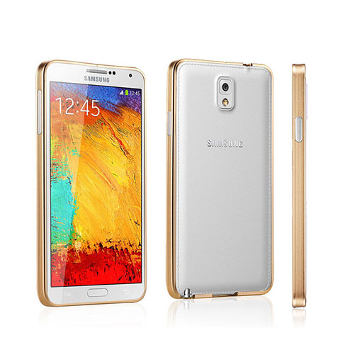 Samsung Galaxy Note 3 N9000用ケース 高級感 手触り良い アルミメタル 製の金属製 バンパー サムスン ゴールド