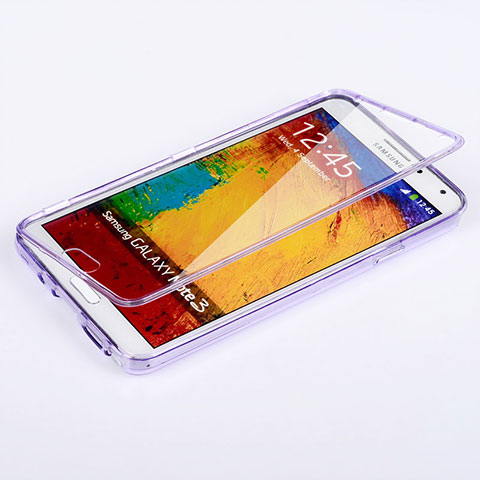 Samsung Galaxy Note 3 N9000用ソフトケース フルカバー クリア透明 サムスン パープル