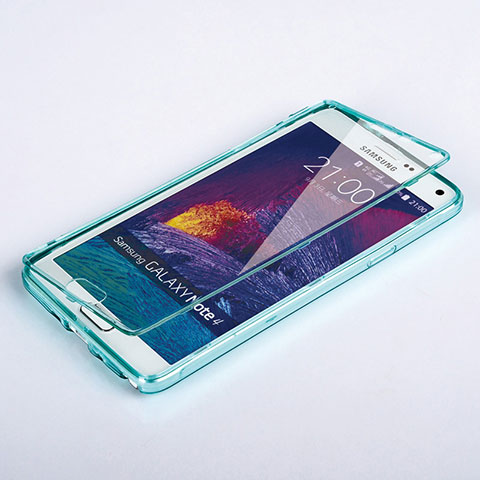 Samsung Galaxy Note 4 Duos N9100 Dual SIM用ソフトケース フルカバー クリア透明 サムスン ブルー