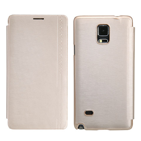 Samsung Galaxy Note 4 Duos N9100 Dual SIM用手帳型 レザーケース スタンド サムスン ゴールド